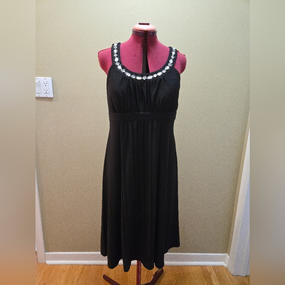 Sangria Women's Sz: 12 Black Embellished Empire Waist Jersey Knit Dress